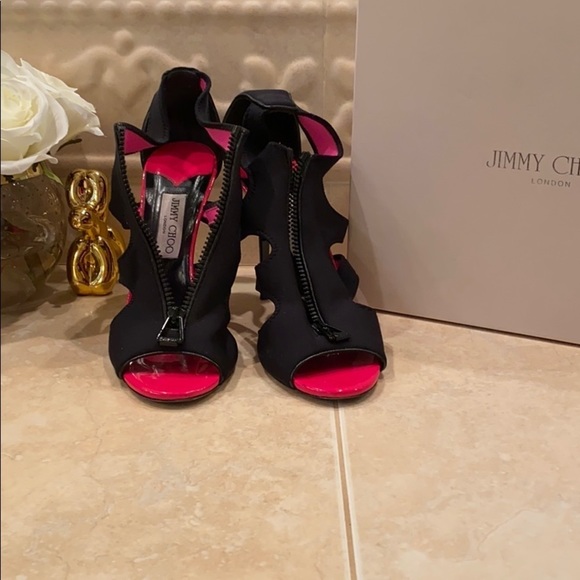 Jimmy Choo pink and black Neoprene Heels size 41 - Picture 3 of 6